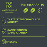 Martermühle Mexiko Bio Espressobohnen entkoffeiniert 1kg mittelkräftig I Arabica I Saveur : Nougat, Zartbitterschokolade I Ganze Bio Espresso-Bohnen schonend geröstet, säurearm
