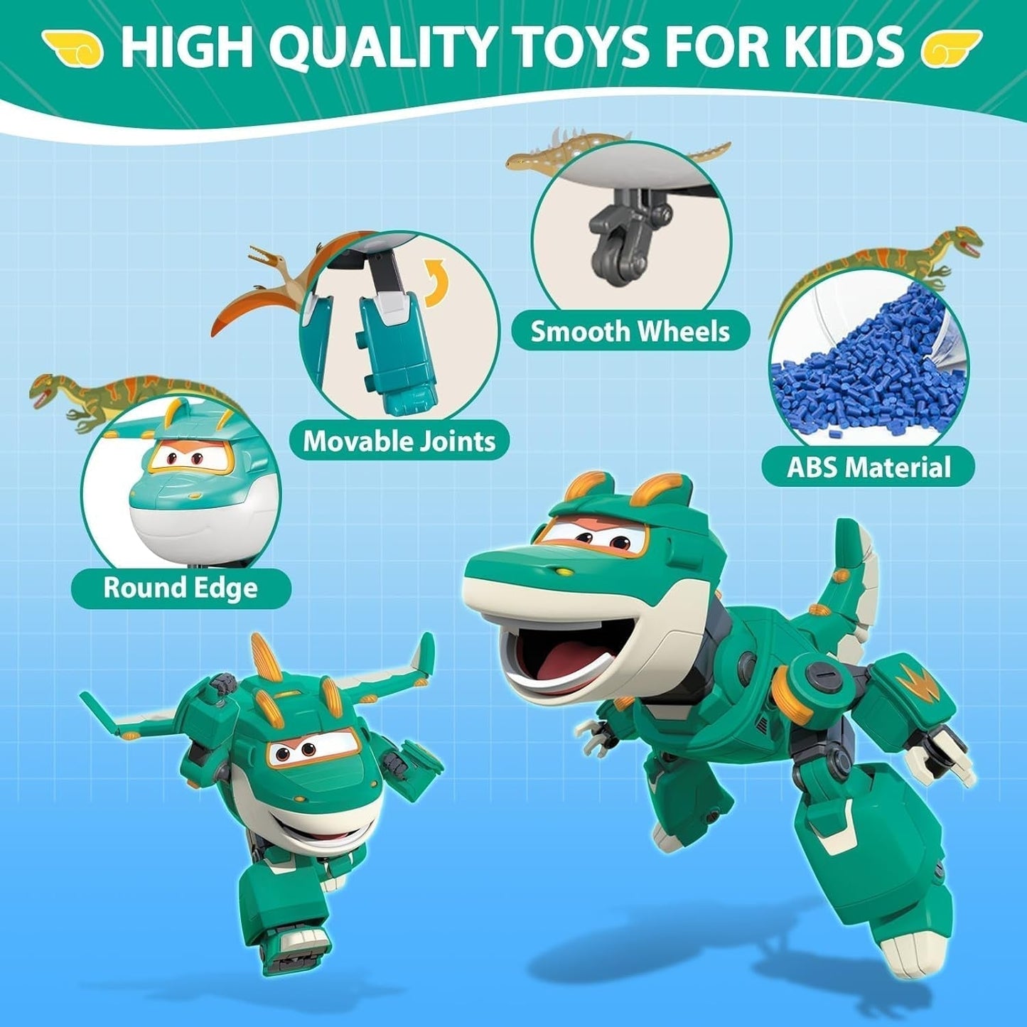 Super Wings 5" Transforming Characters 2-Pack Transforming Supercharged Jett + Tino Transformer Toy pour garçons et filles à partir de 3 ans Figurines d'action rouges Naty Shop