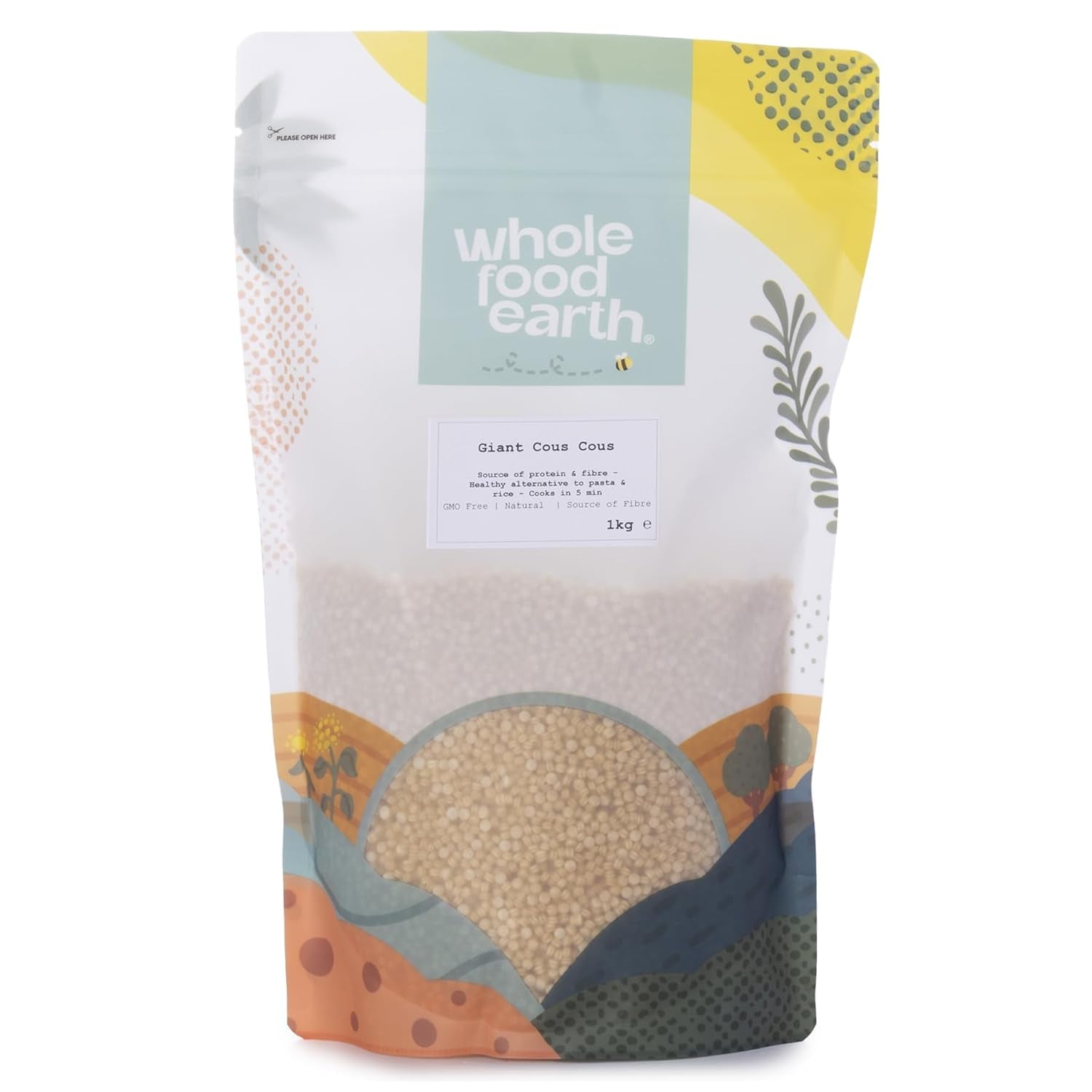 Couscous géant Wholefood Earth 1kg | Sans OGM | Naturel | Source de fibres
