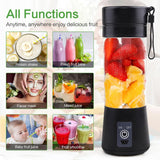 Mélangeur Smoothie Maker Entsafter: 380Ml Standmixer Persönlicher Shaker Proteinshake Mit 6 Edelstahlmesser Tragbar-Bpa-Freie Mit USB-Mixbecher Für Shakes,Saftoutdoor,Schwarz Bucatarie Naty Shop