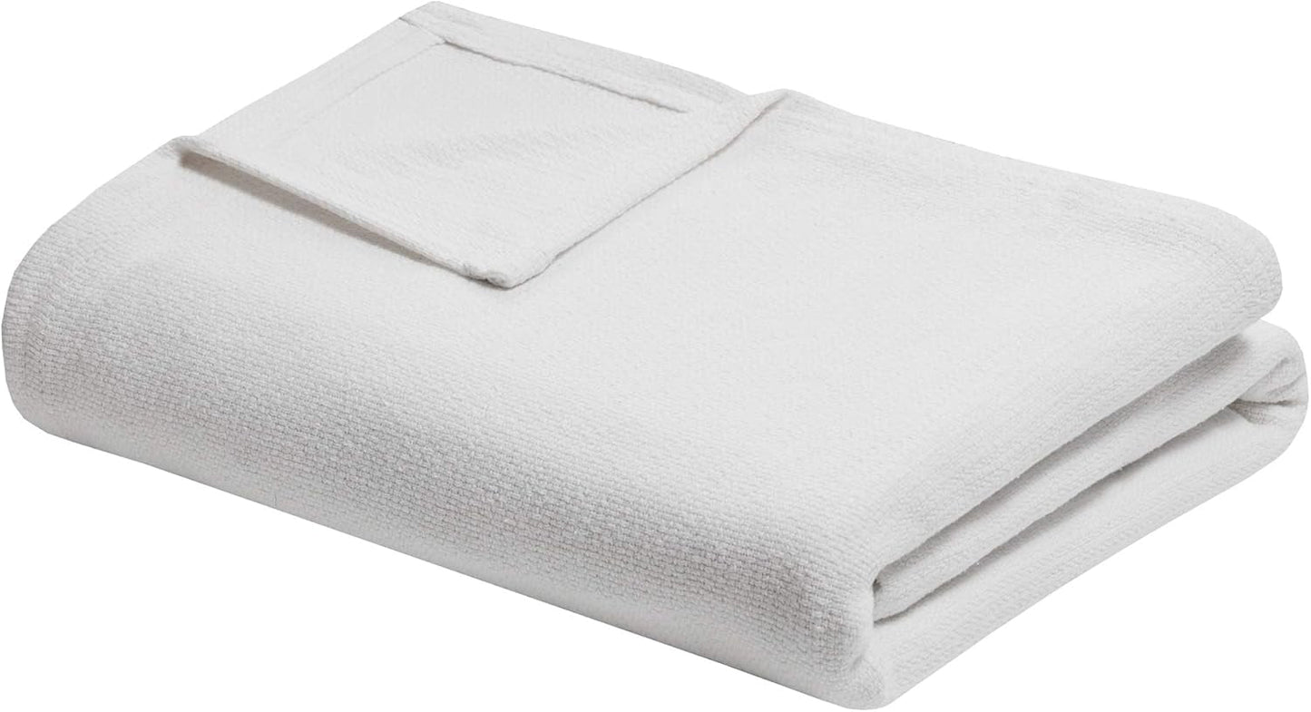 Madison Park Freshspun Wicker Couverture en coton pour lits jumeaux et couvertures Gris Madison Park Couleur crème Twin