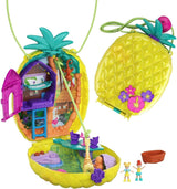 Polly Pocket GKJ64 - Boîte de poche portable en forme d'ananas avec 8 fonctionnalités amusantes, des poupées Polly et Purple, 2 accessoires et une feuille d'autocollants ; jouet pour enfants à partir de 4 ans Naty Shop Dolls Sac Ananas
