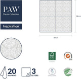 PAW - Serviettes 3 Plis (33 X 33 Cm) I 20 Pièces I Parfaites pour les Anniversaires, Fêtes, Mariages, Communions et Fêtes I Serviettes en Papier Colorées - Occasions Spéciales, Ornements I Inspiration Classique (Or)