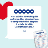 - Couches taille 5 (12-25 kg) - saines et très absorbantes - Protection contre les fuites 12 heures - sans substances indésirables - fabriquées en France - prix abordable - 120 couches jetables