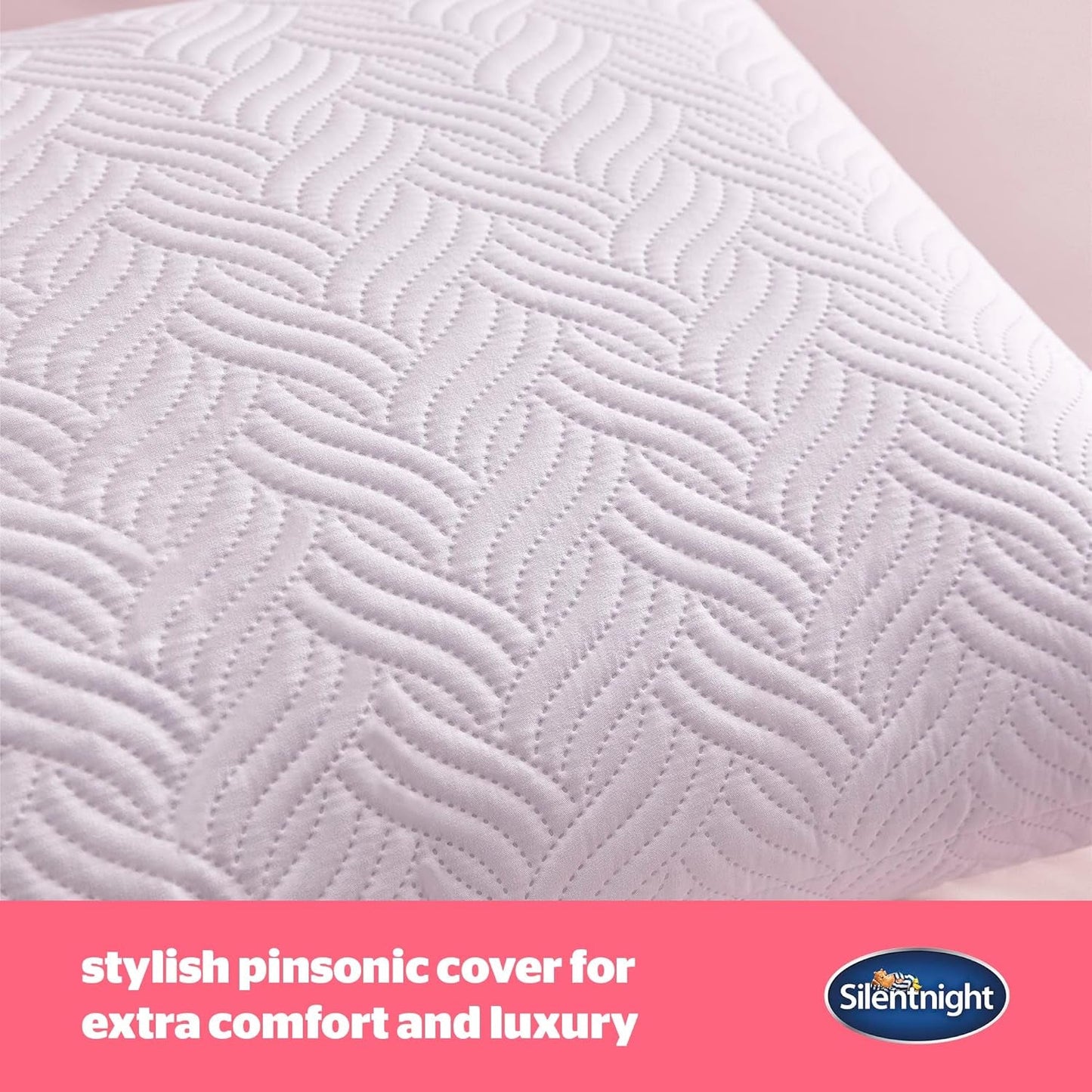 Oreiller Silentnight Ultimate – Oreiller de lit doux et de soutien avec housse matelassée de luxe Pinsonic Soft Touch, lavable en machine et hypoallergénique pour dormeurs sur le dos et sur le côté, 1 oreiller standard Naty Shop