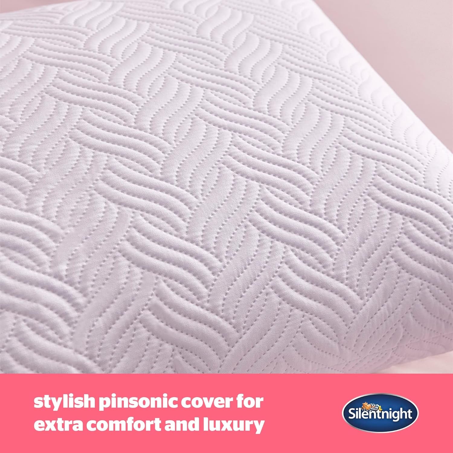 Oreiller Silentnight Ultimate – Oreiller de lit doux et de soutien avec housse matelassée de luxe Pinsonic Soft Touch, lavable en machine et hypoallergénique pour dormeurs sur le dos et sur le côté, 1 oreiller standard Naty Shop