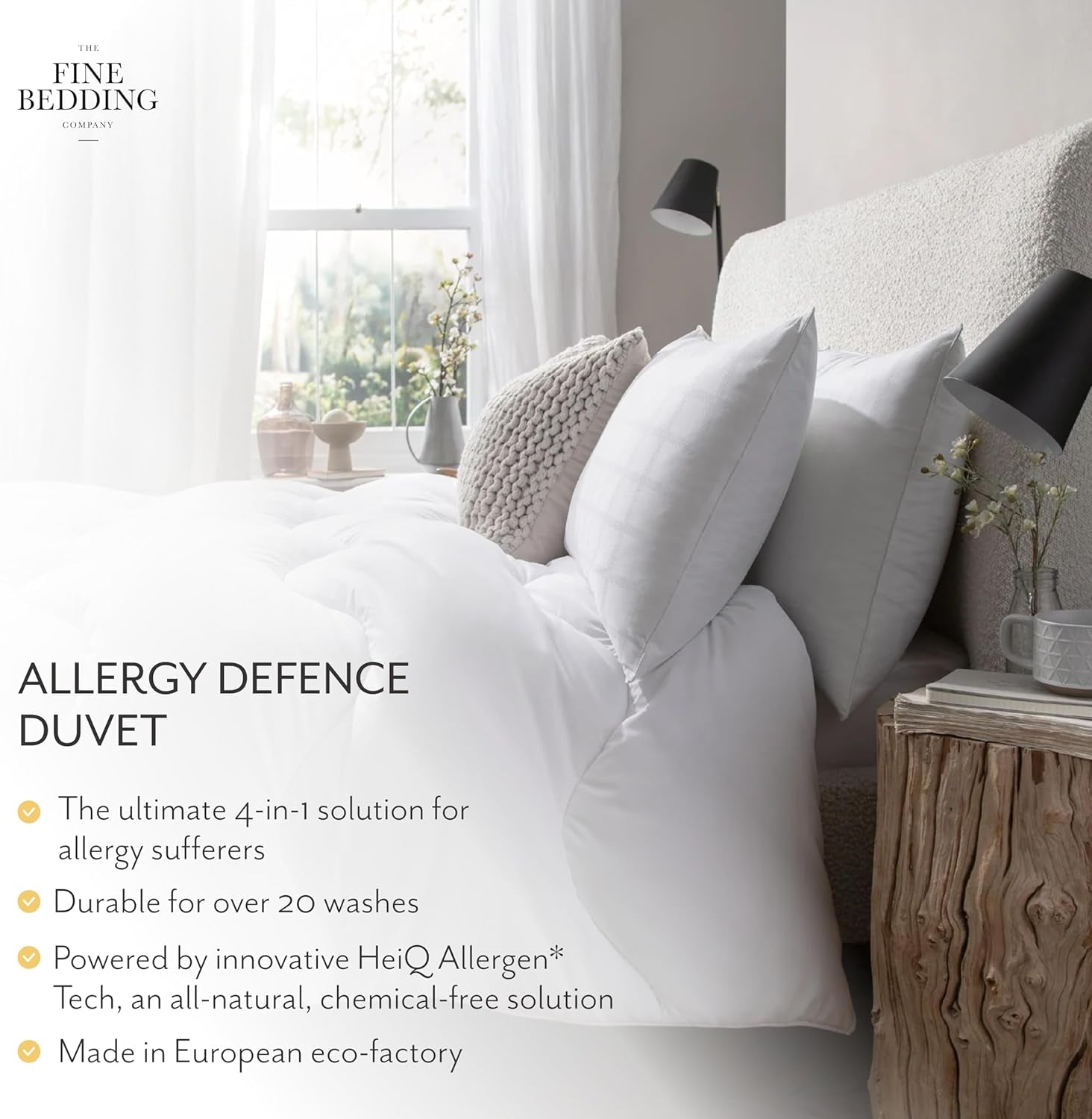 Couette Défense Allergie 4,5 Tog, fabriquée à partir de matériaux recyclés, anti-allergique et hypoallergénique, lit Super King Size Couettes et couettes Naty Shop