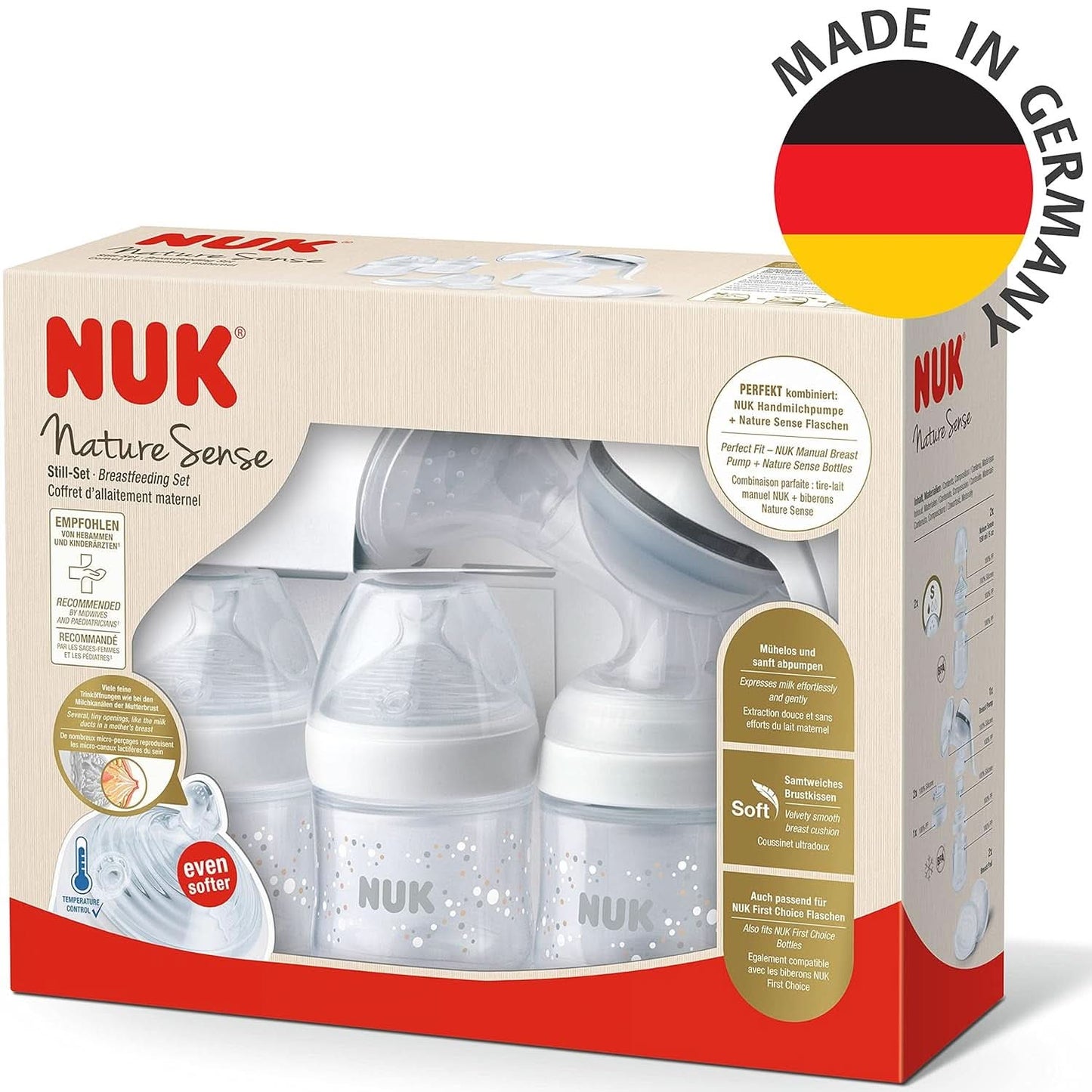 Tire-lait manuel NUK Nature Sense | Ensemble d'allaitement avec tire-lait manuel, biberons et coussinets d'allaitement Ultra Dry Comfort | 6 pièces Aliments pour bébés et accessoires d'allaitement Naty Shop