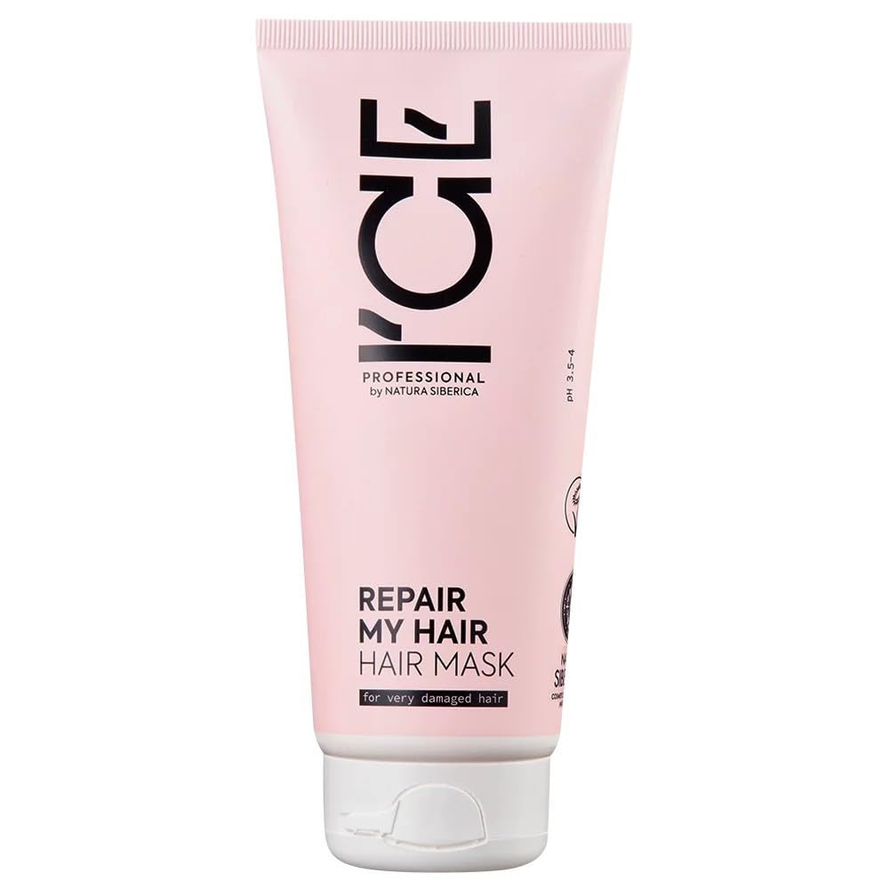 ICE Professional by Natura Siberica Repair My Hair Mask - Masque réparateur intensif pour cheveux abîmés - Au cèdre de Sibérie et PRO-kératine - 200 ml Naty Shop Masque capillaire coloré 200 ml (1 paquet)