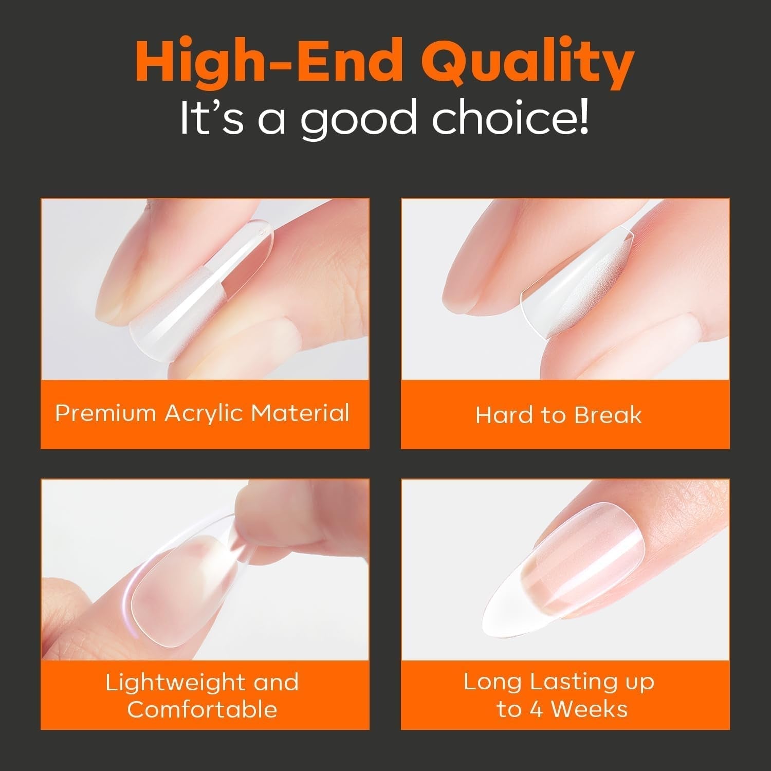 Modelones Nail Tips 216 pièces – Ensemble de pointes d'ongles à couverture complète, ensemble de pointes en gel souple, pointes d'ongles en résine PMMA pré-polissage, colle DIY sur ongles artificiels Nail Art, amandes courtes XS