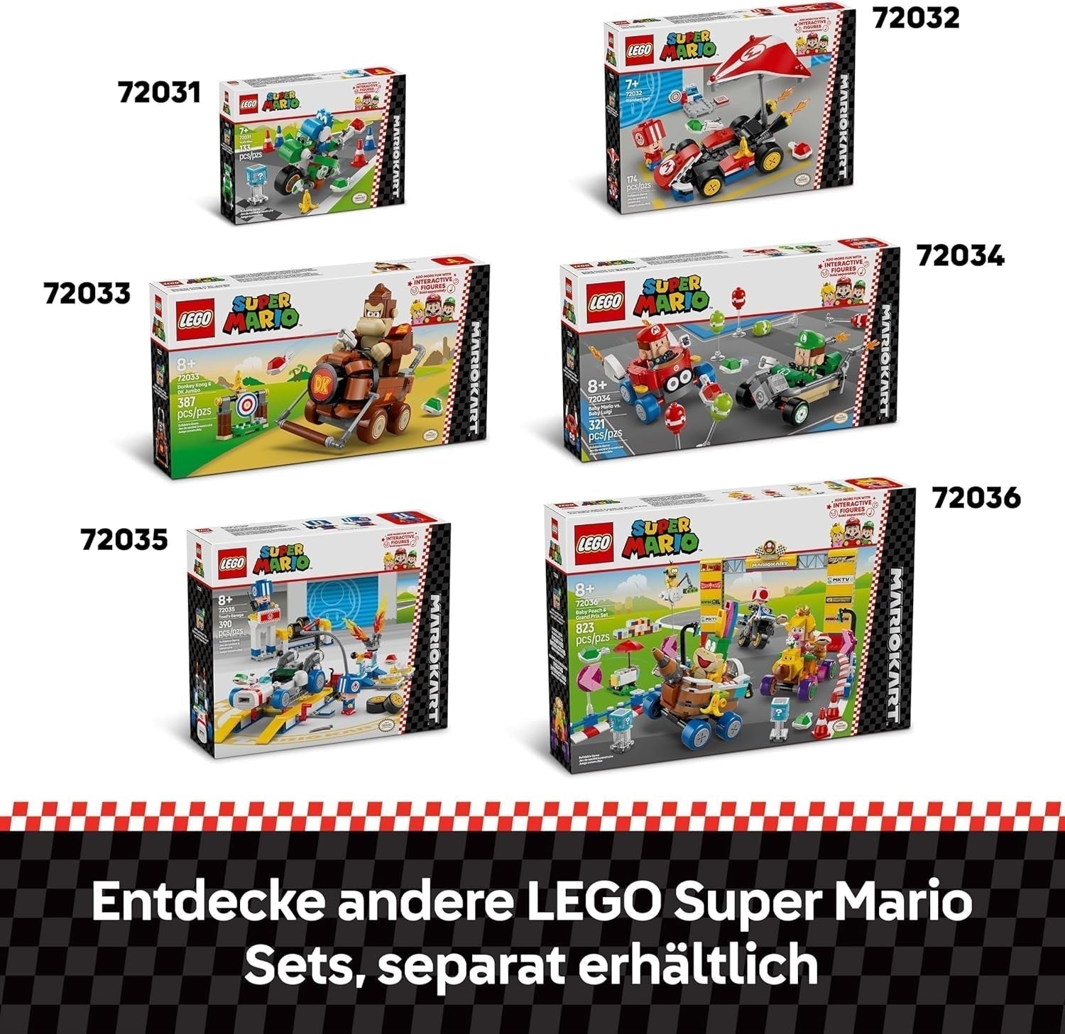 LEGO Super Mario : Mario Kart - Standard Kart, Collection Nintendo, Cadeau pour les enfants, Permet aux garçons, aux filles et aux joueurs de 7 ans et plus de jouer de manière indépendante, Jouet d'aventure avec figurine de crapaud 72032 Jeux de construction Besuche den LEGO-Store