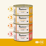 Applaws Nourriture humide 100 % naturelle de qualité supérieure pour chat, sélection de bouillon de poulet pour chats adultes – Lot de 4 boîtes (12 x 70 g)