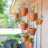 Hollyone Lot de 8 petites jardinières en terre cuite, pots ronds en argile de 8 x 8 cm avec plaque et trou de drainage, petites jardinières avec plateau, pots succulents en terre cuite pour plantes d'intérieur, jardinières en céramique