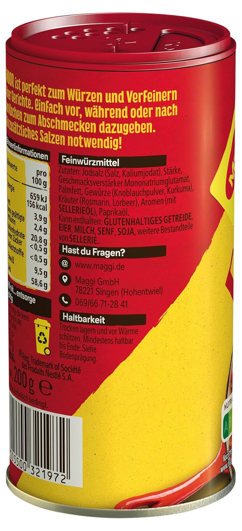 MAGGI Fondor Assaisonnement pour Légumes, Viande ou Poisson, Assaisonnement pour Soupes ou Salades, Paquet de 10 (10 x 200g)