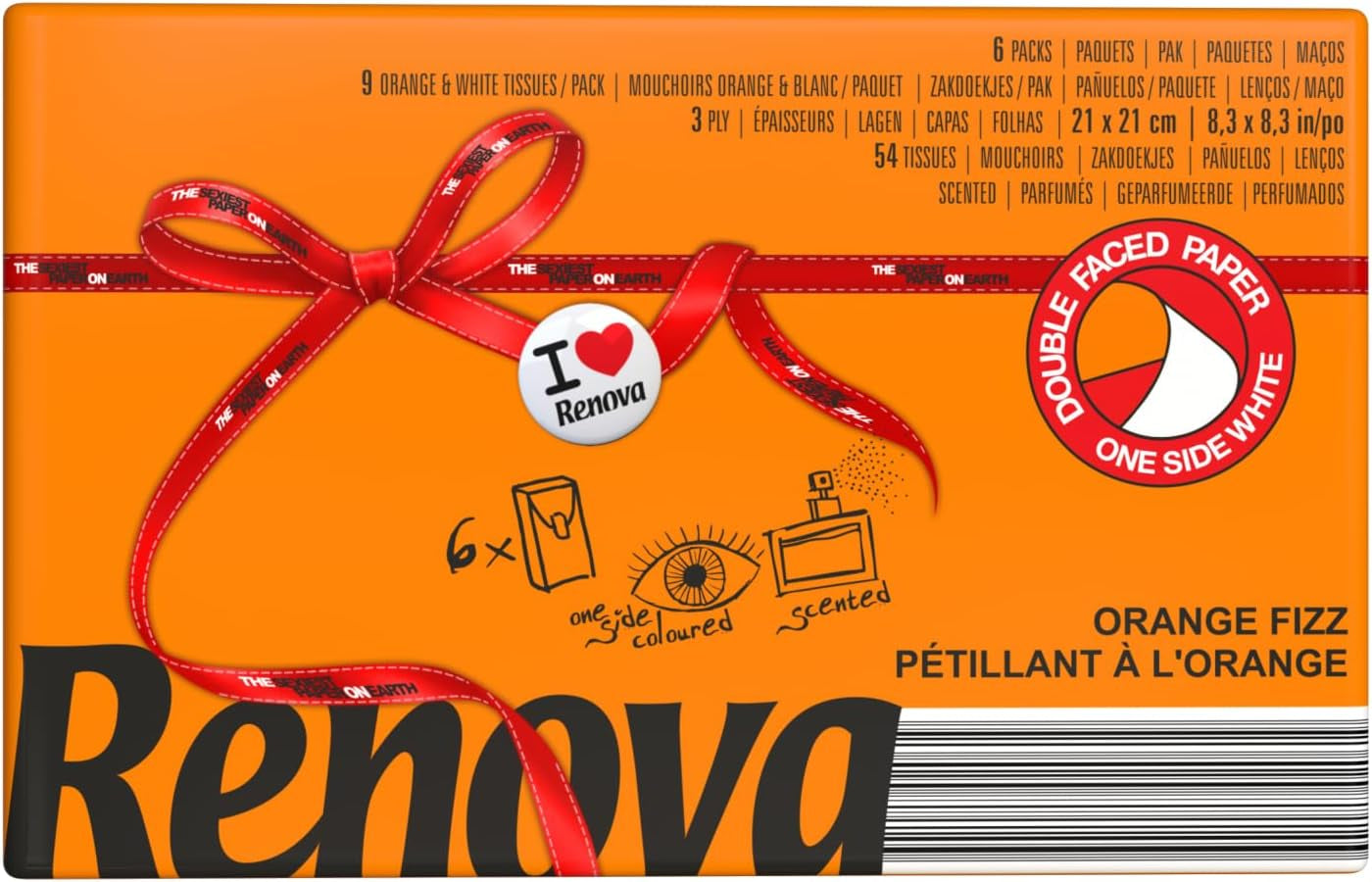 RENOVA ORANGE FIZZ Mouchoirs de poche 6 paquets