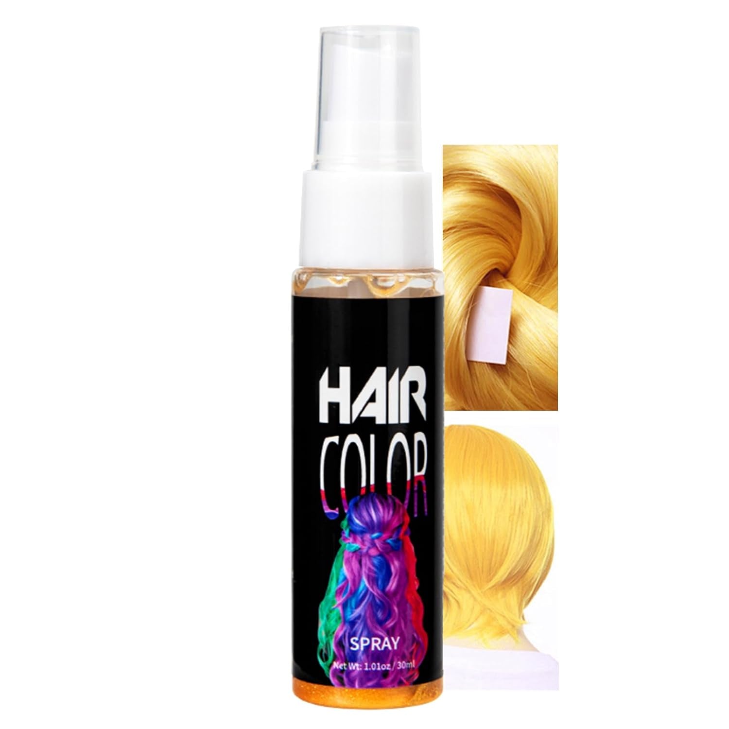 Coloration en laque pour cheveux, teinture pour cheveux en spray rouge temporaire, teinture pour cheveux de couleur rouge, teinture pour cheveux lavable, spray de couleur pour cheveux rouge vif, teinture pour cheveux instantanée, teinture pour cheveux pour carnaval, Halloween, cosplay, teinture pour cheveux de fête Naty Shop Gold 30 ml (1 paquet)