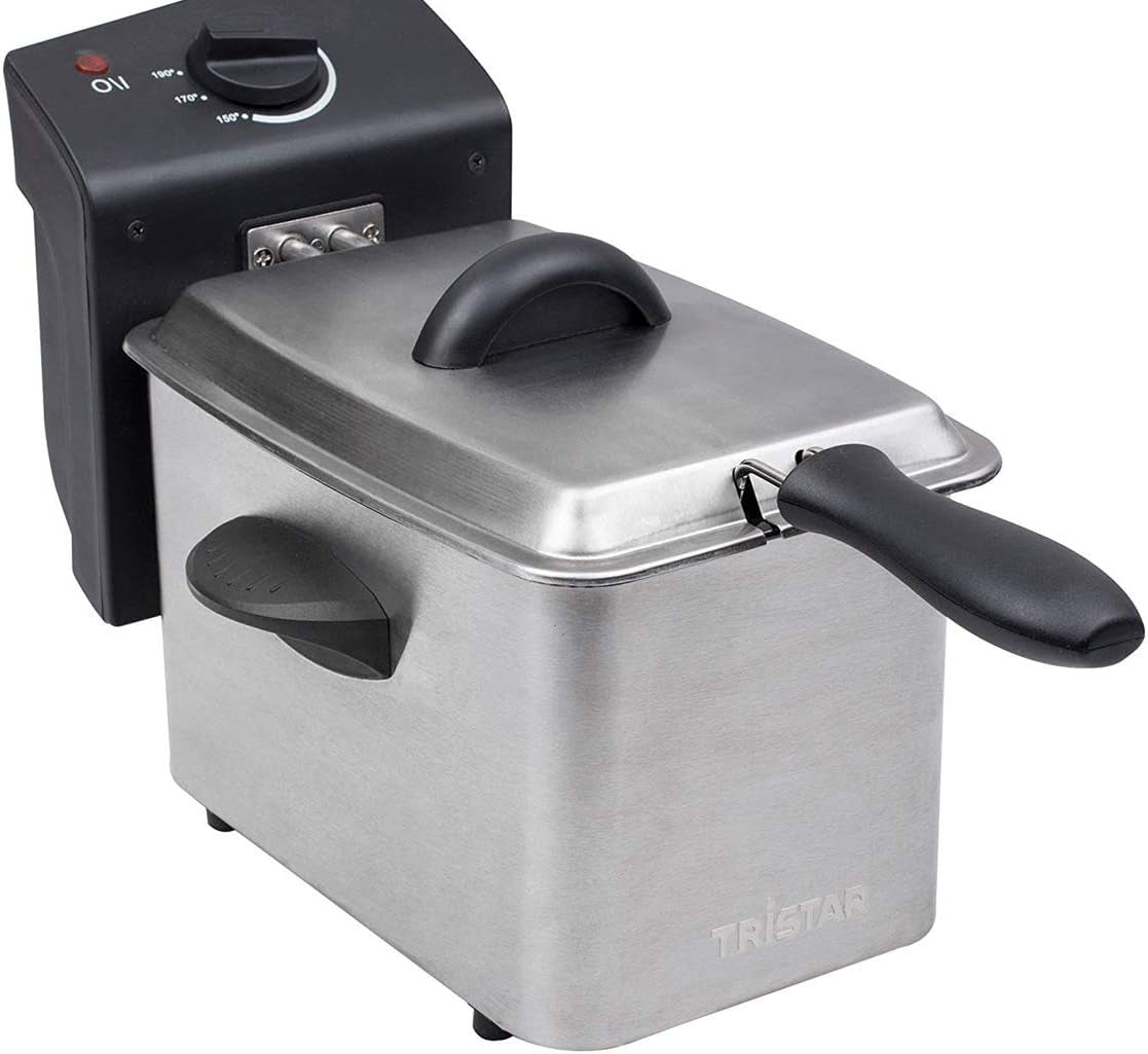 Friteuse Tristar en acier inoxydable - Avec une capacité de 2 litres, fonction zone froide et thermostat réglable jusqu'à 190°C, FR-6919, argent Électroménager Naty Shop