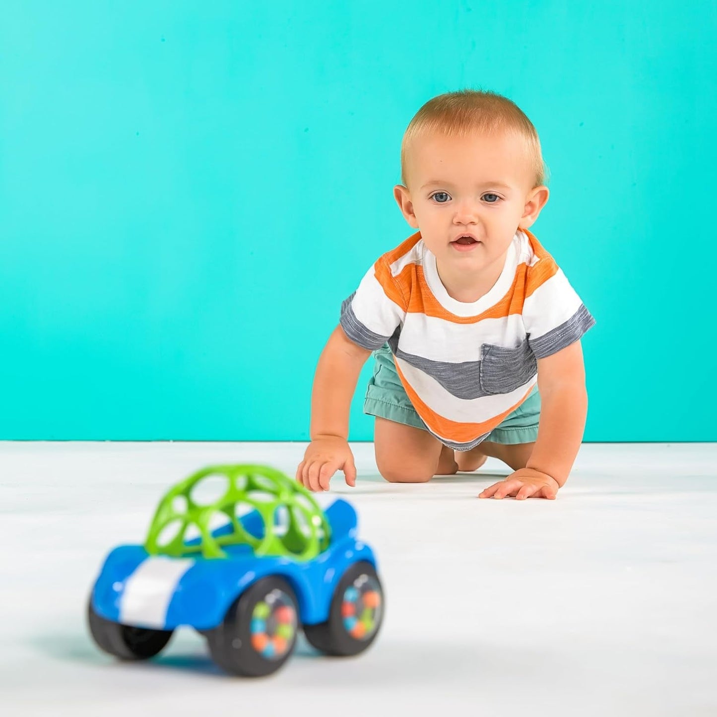 Bright Starts, Oball, Hochet jouet voiture, Jouets pour bébés vert-bleu Naty Shop