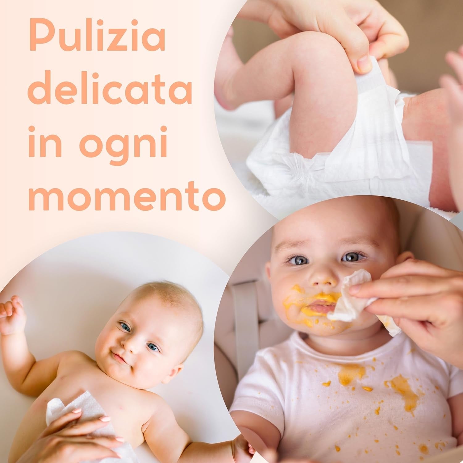 Lingettes pour bébé avec talc pour peaux sensibles, sans alcool, respectueuses de la peau, pH 5,5, légèrement parfumées, 1200 unités (paquet de 12)
