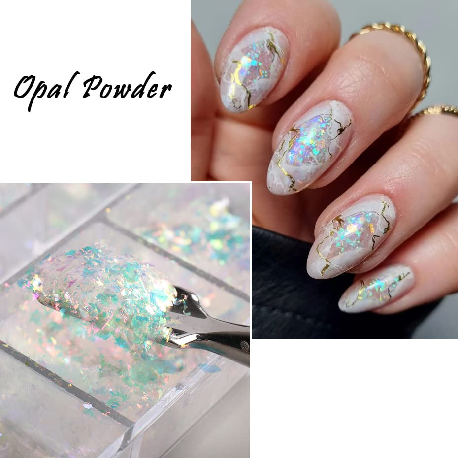 JMEOWIO – paillettes pour ongles, 12 grilles, Aurora, accessoires de décoration pour Nail Art, design des ongles