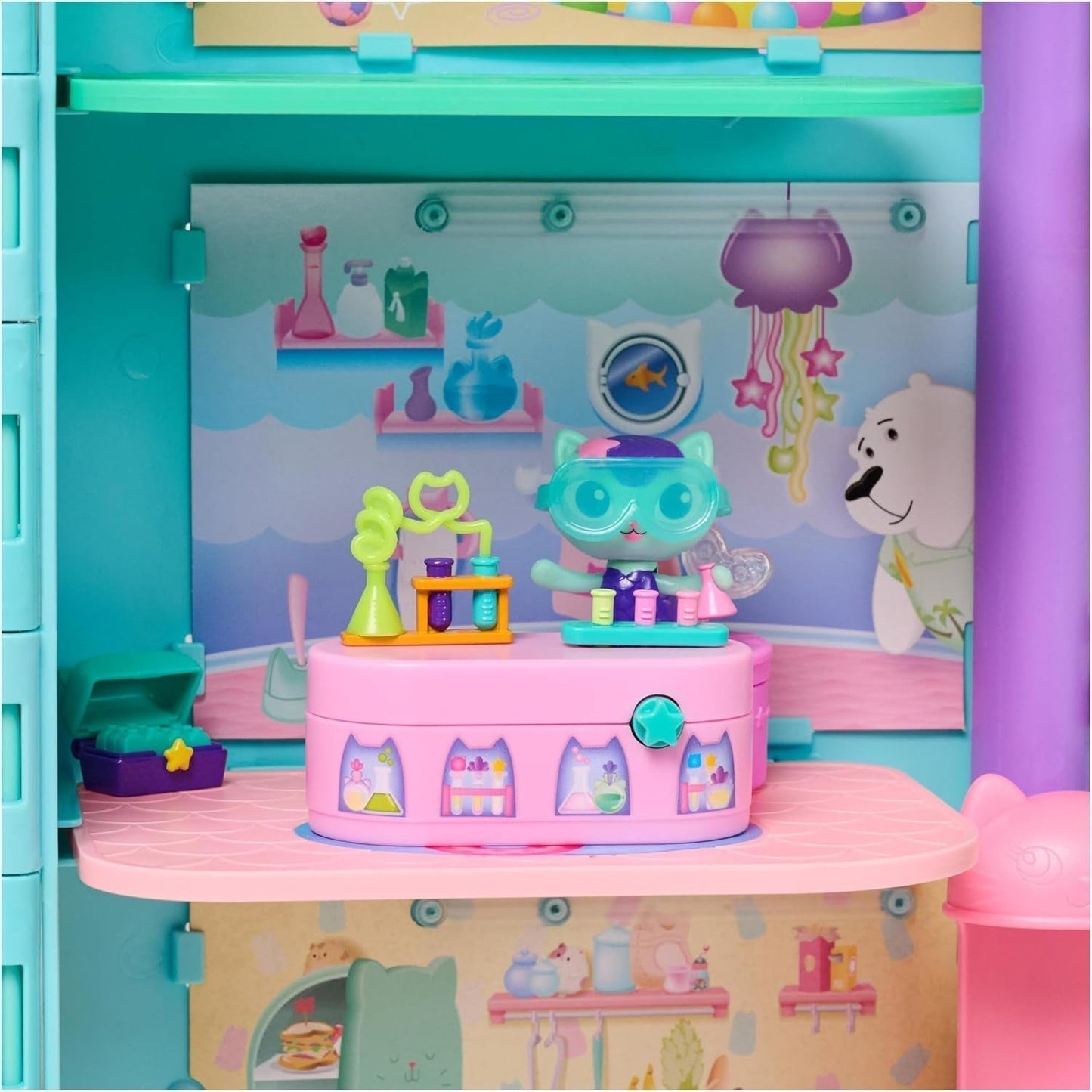 Gabby™S Dollhouse, Bobble Kitty Furniture Pack de figurines de chat suricates avec meubles et accessoires de maison de poupée, à partir de 3 ans Dollhouses Naty Shop