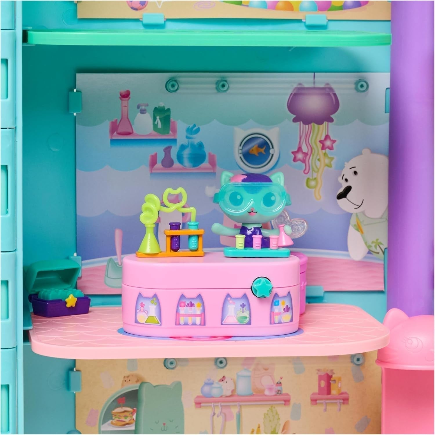 Gabby™S Dollhouse, Bobble Kitty Furniture Pack de figurines de chat suricates avec meubles et accessoires de maison de poupée, à partir de 3 ans Dollhouses Naty Shop