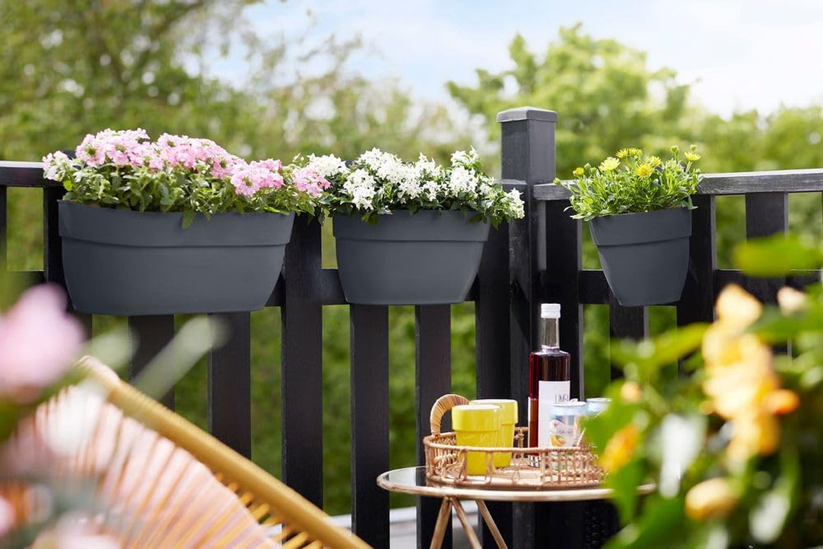 elho Vibia Campana Easy Hanger M 36 - Pot pour balcon et extérieur - Ø 36,0 x H 26,5 cm - Noir/Anthracite