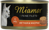 - Fins filets en gelée | Nourriture humide pour chat adulte avec morceaux de filet en gelée. Aliment complémentaire faible en gras en conserve sans additifs | 24 x 100 g Oeufs de thon et de caille