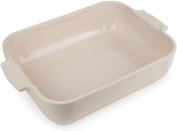 Peugeot Appolia Rechteckige Auflaufform Mit Griffen, Keramik, Schiefer / Grau, 7.2X31X21.7 Cm, Fassungsvermögen: Env. 2 L, 60060 Moules et plaques pour pâtisserie Naty Shop Ecru