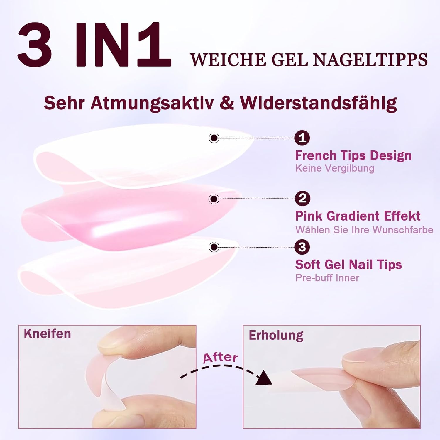 120 pcs faux ongles rose chair avec colle à ongles – 12 tailles courtes ovales carrées à presser – beaux ongles, colle sur ongles artificiels – convient pour la conception d'ongles DIY des femmes (dégradé rose Squaval)