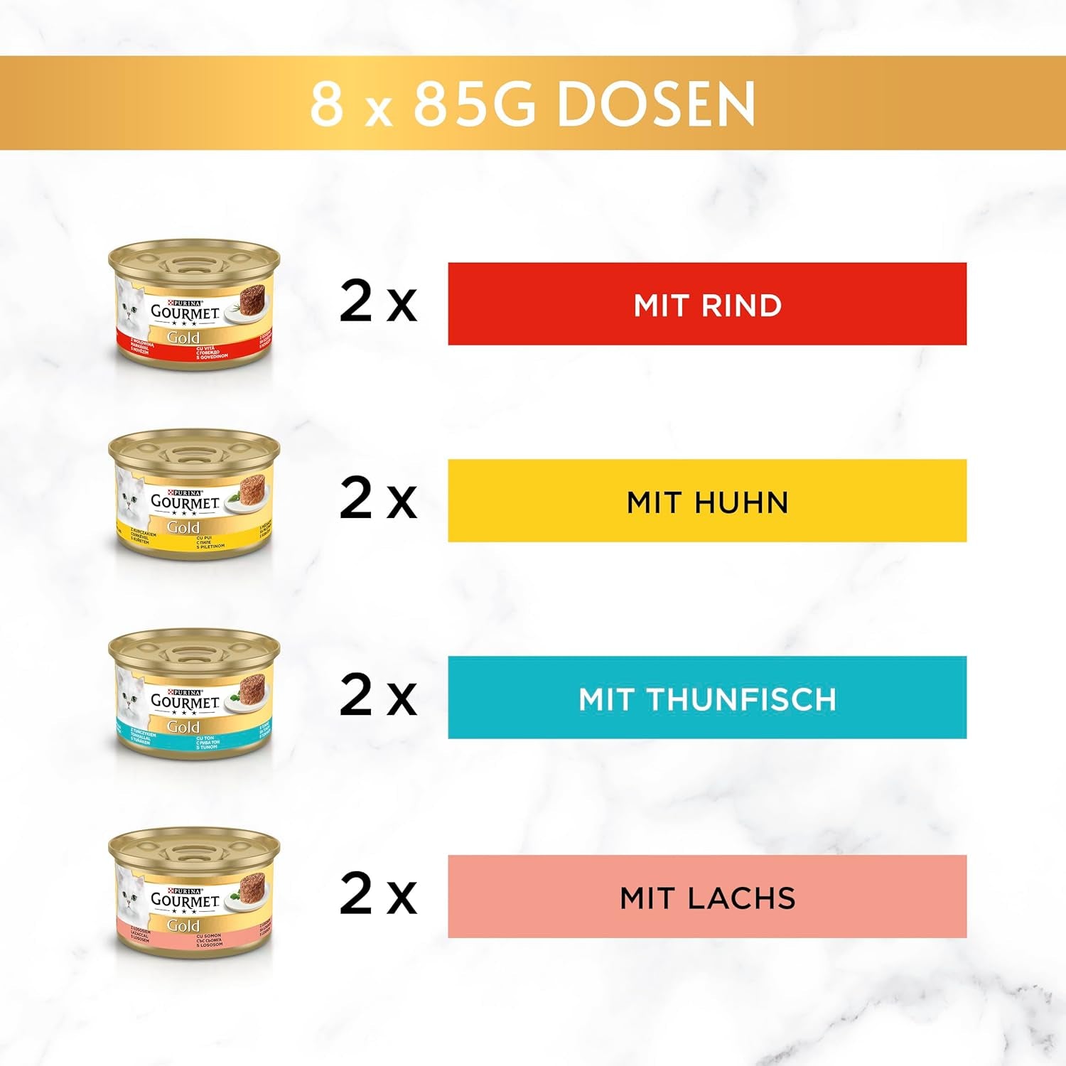 Nourriture humide pour chat Gourmet Gold Refined Ragout, mélange assorti, paquet de 96 (96 x 85g)