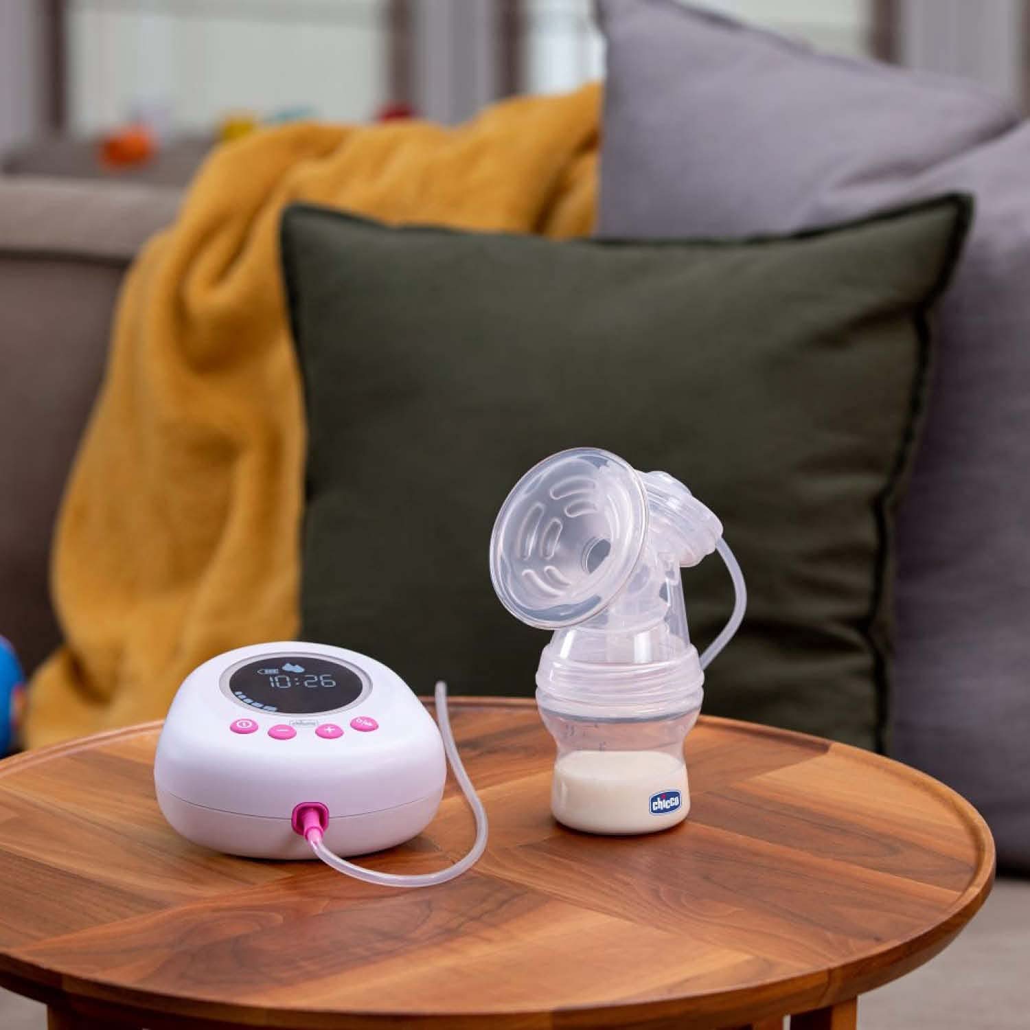 Tire-lait électrique Chicco avec phases de stimulation et d'extraction, 10 niveaux d'intensité, confortable et rapide, forme ergonomique, avec tétine inclinée et capuchon étanche, blanc, 150 ml Accessoires Alimentation et Allaitement Bebe Naty Shop