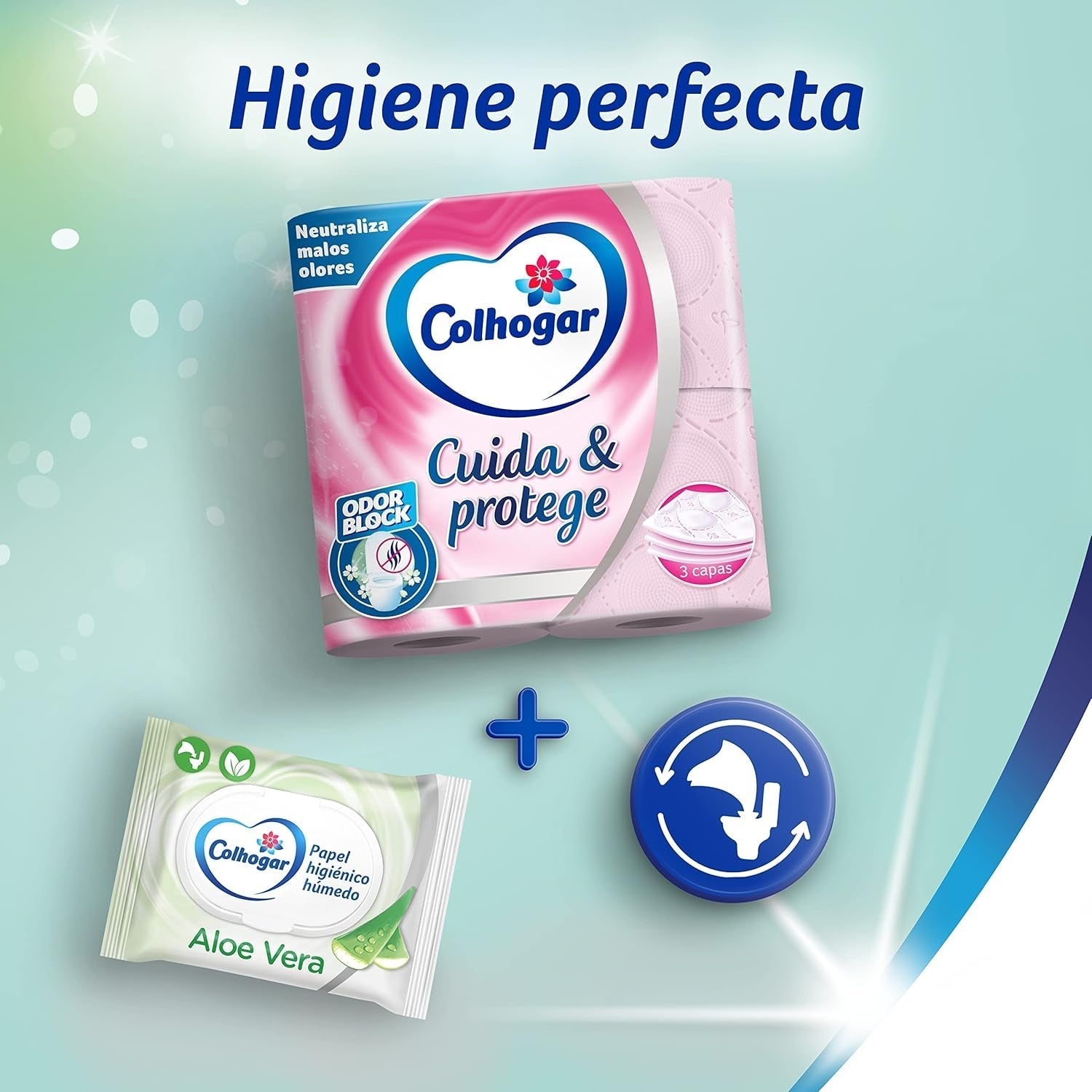 Colcasa Care & Protect 3 x 12 papier toilette avec technologie de blocage des odeurs, neutralise les mauvaises odeurs, paquet de 36 rouleaux, 3 épaisseurs, rouleaux roses parfumés frais