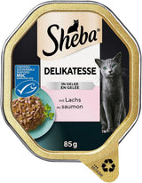 Sheba Nourriture humide pour chat, Délicatesse en gelée de saumon, 2 x 11 x 85 g