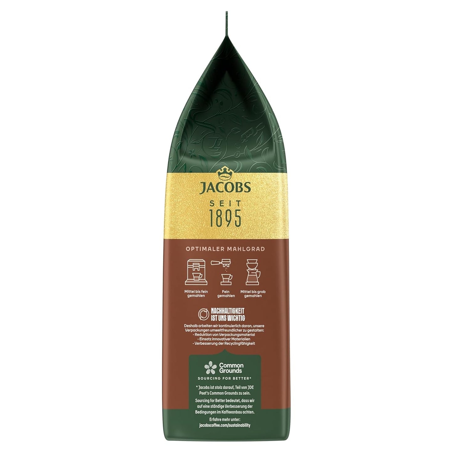 Jacobs Kaffeebohnen Café Crema Intense, intensif avec Kakao- & Nussnote, geröstet à Brême, Intensität 7/10, Kaffee ganze Bohnen, 1 kg