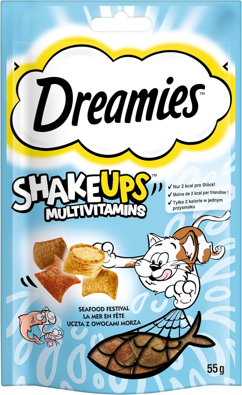 DREAMIES SHAKE UPS Friandises multivitaminées pour chats du festival des fruits de mer en sachets portionnés - 55 g (6 sachets)