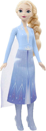 Mattel Disney Princess Elsa Poupée Reine des Glaces en combinaison de voyage, cheveux blonds peignés, mobile, jupe et bottes extensibles, cadeaux Disney, jouets 3 ans, HLW48 Naty Shop Dolls