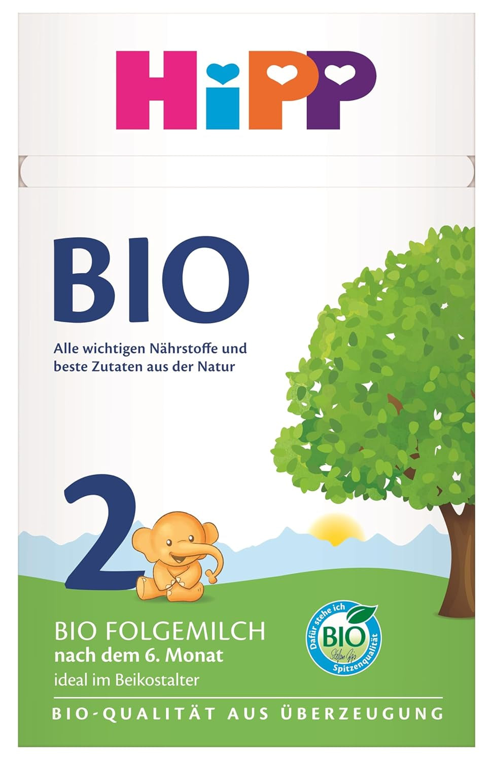 HiPP 2 Lait de suite Bio (4 x 600g), dès 6 mois, avec Oméga-3 (DHA, ALA), calcium et amidon bio facile à préparer, de la meilleure qualité bio