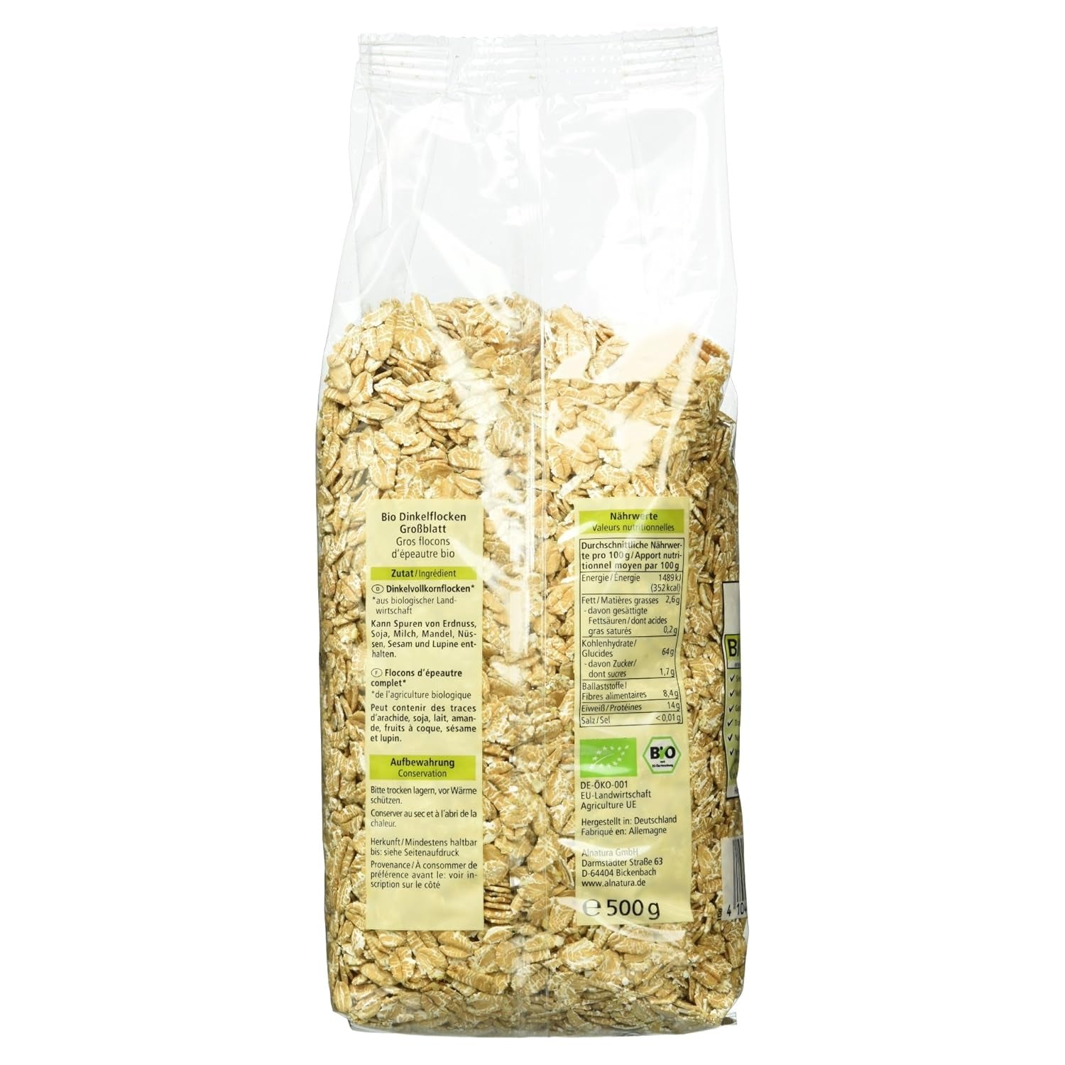 Flocons d'épeautre bio aux gros flocons, 500g