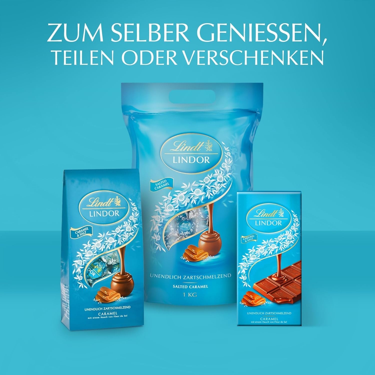Chocolat Lindt | Cornet au caramel salé LINDOR | 500g | 38 boules de chocolat au lait fourrées au caramel salé | Cadeau de chocolat