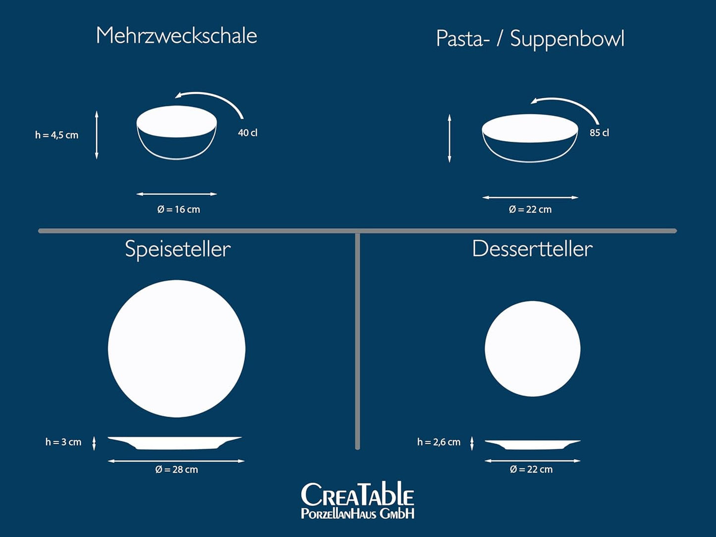 Creatable 22447 Yuki Series Service de table pour 2 assiettes en porcelaine, passe au lave-vaisselle et au micro-ondes, fabriqué en Europe