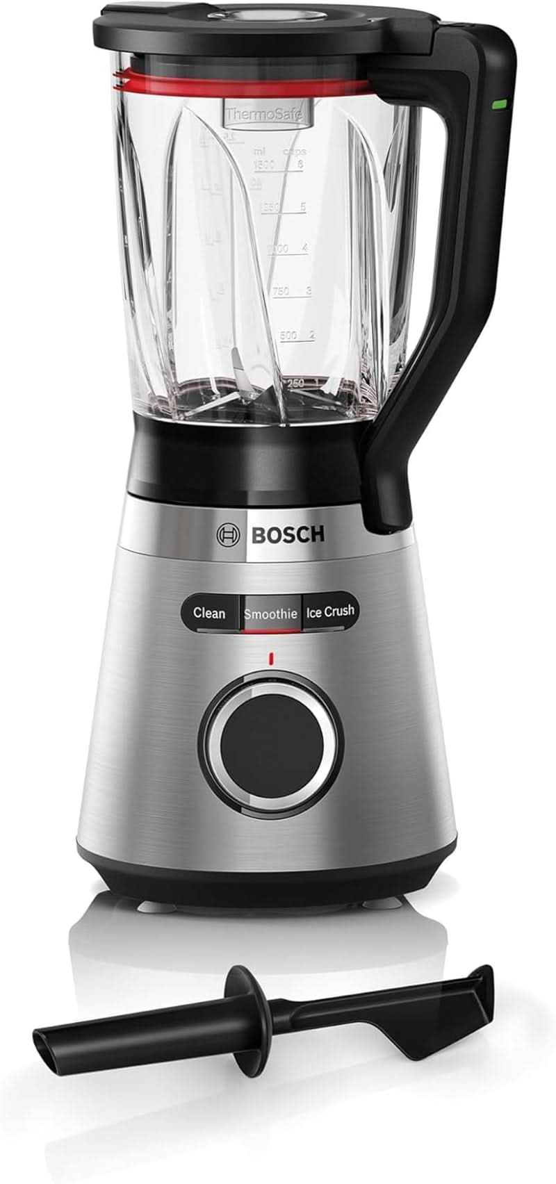 Bosch Batteur sur socle Vitapower Serie 4 MMB6382M, Edelstahl-Klingen Made in Germany, 1,5L Thermosafe Glasbehälter, Stopfer, Sicherheitsdeckel, Spülmaschinengeeignete Teile, 30 000 U/Min, 1200 W, Edelstahl Bucatarie Naty Shop Standmixer Mit Verbessertem Mixbecher