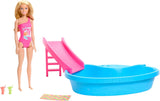 Poupée Barbie et accessoires - piscine avec toboggan et accessoires pour des heures de plaisir au soleil, maillot de bain rose au design tropical, pour enfants à partir de 3 ans, HRJ74 Naty Shop Dollhouses Titre par défaut