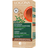 LOGONA Natural Cosmetics Teinture capillaire nourrissante à base de plantes, teinture capillaire végétalienne en poudre de henné biologique pour une couleur et une brillance intenses, teinture capillaire à base de plantes en blond cuivré (blond), 1 x 100 g Naty Shop Coloration capillaire au henné rouge 100 g (1 paquet)