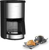 Krups KM3210 Pro Aroma Plus Machine à expresso, 10 tasses, 1,25 L, maintien au chaud pendant 30 minutes, fenêtre de niveau d'eau visible, système anti-goutte, noir avec applications en acier inoxydable