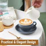 Service à lait et sucre avec couvercle et cuillère, pot à lait en céramique en 5 parties et récipient à sucre avec tablette en bois, récipient à lait et sucre pour cuisine, café, four à micro-ondes et lave-vaisselle (blanc)