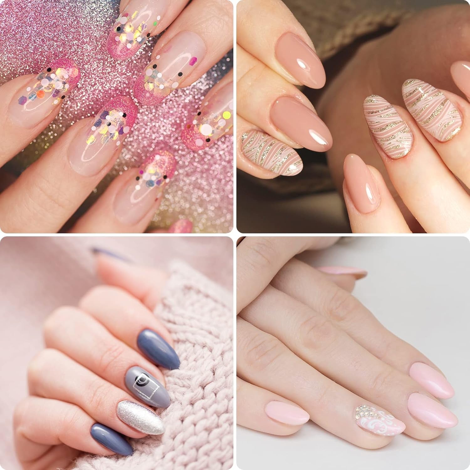 Types d'ongles, 500 pièces de faux ongles artificiels en acrylique avec boîte de rangement pour salons de manucure et bricolage à domicile, 10 tailles