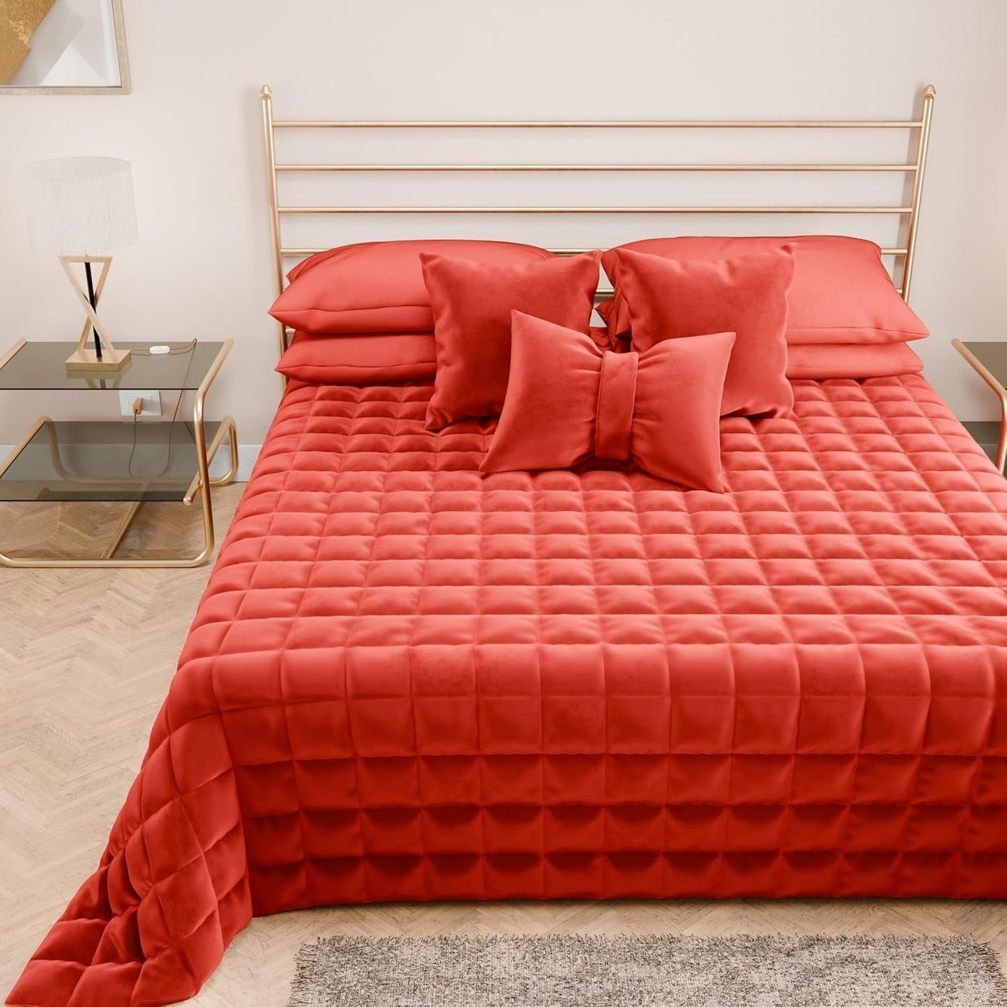 PETTI Artigiani Italiani - Couette pour lit simple, couette double face, couette à ressorts, bleu nuit, blanc, 100% Made in Italy Couettes et couettes Naty Shop Rouge 160 X 190 Cm