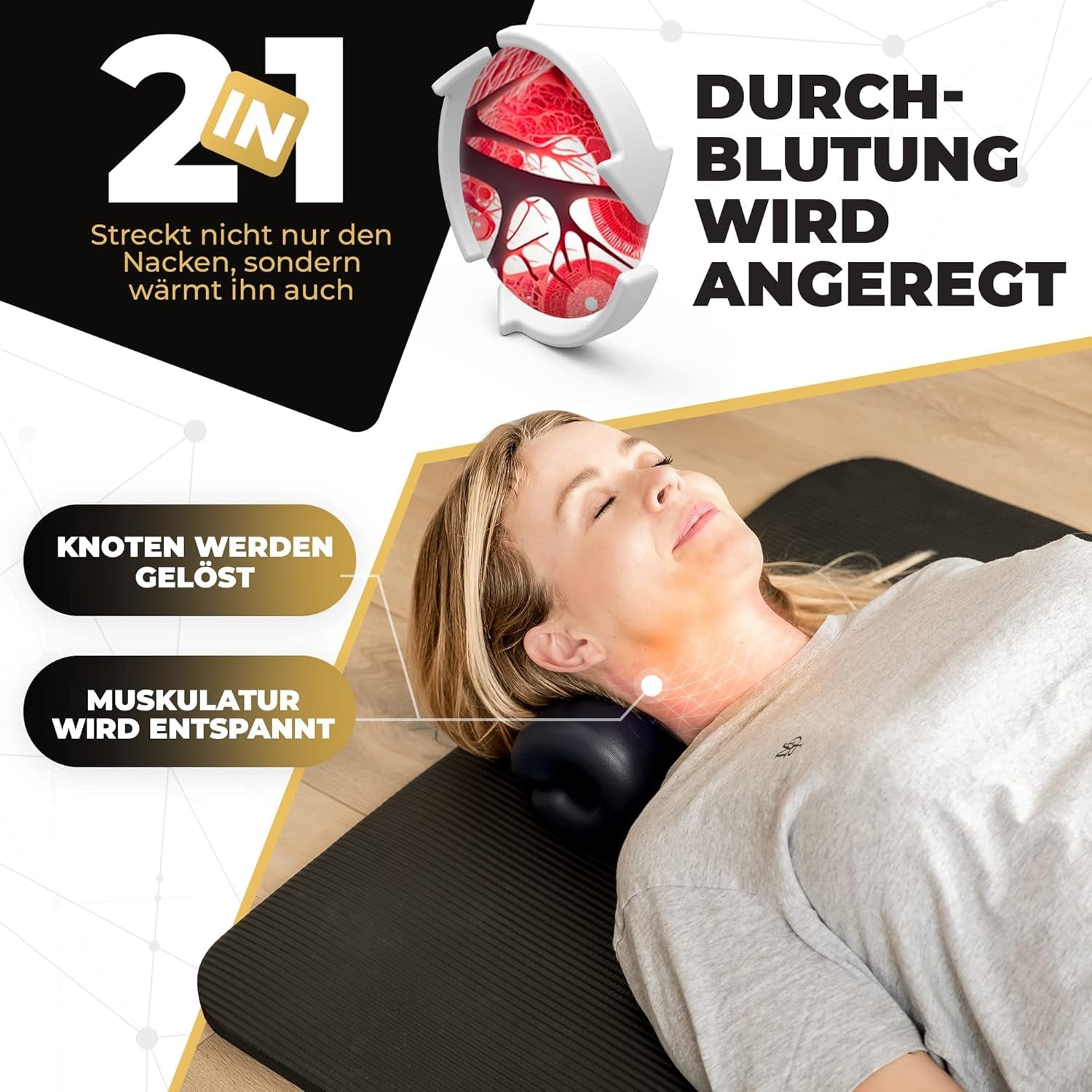 Civière de cou avec chaleur, Civière de cou pour douleurs cervicales, Civière de cou pour maux de tête, Cou nuageux pour étirement du cou, Orthopédie Oreillers orthopédiques cervicaux Naty Shop