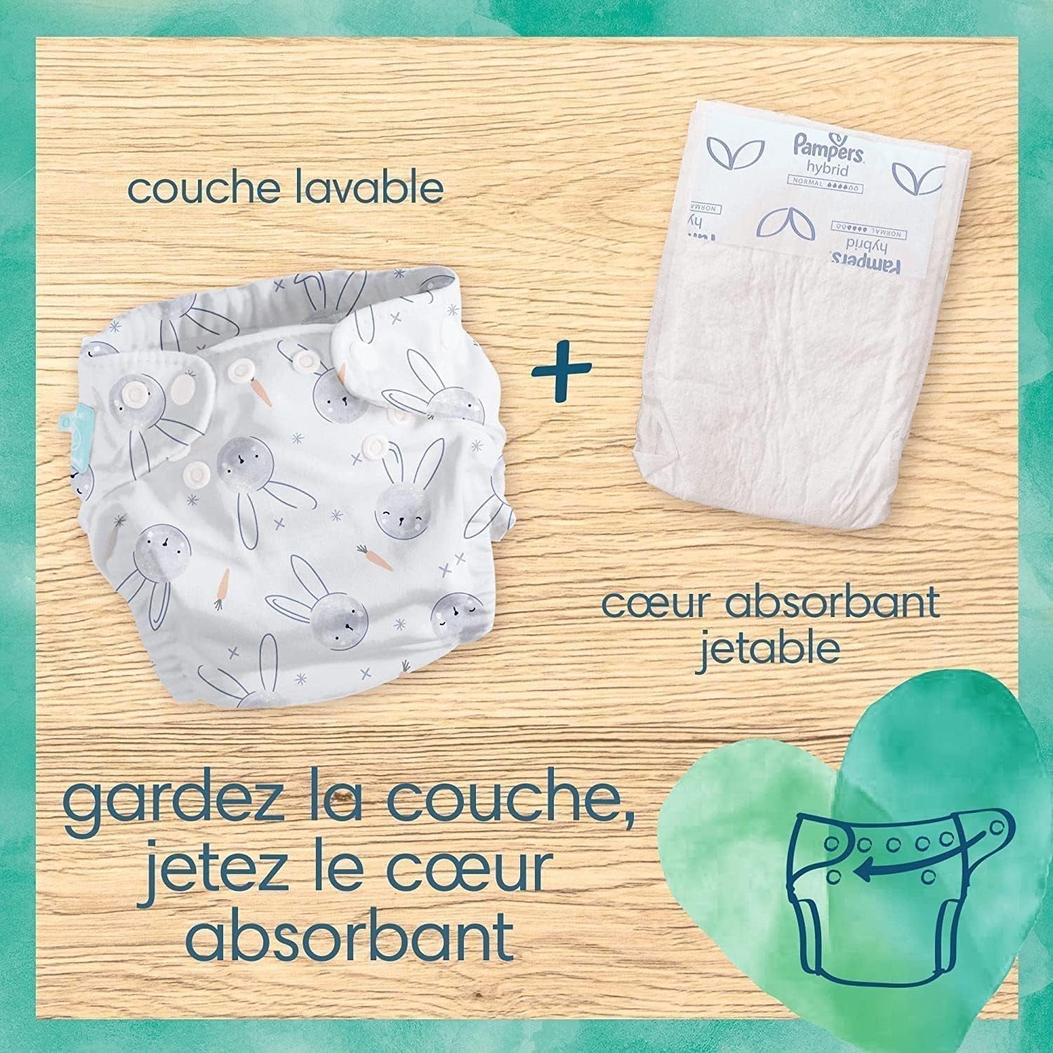Harmony Hybrid 200 noyaux de protection jetables, capacité d'absorption supplémentaire pour couches hybrides lavables, protège la peau sensible de bébé